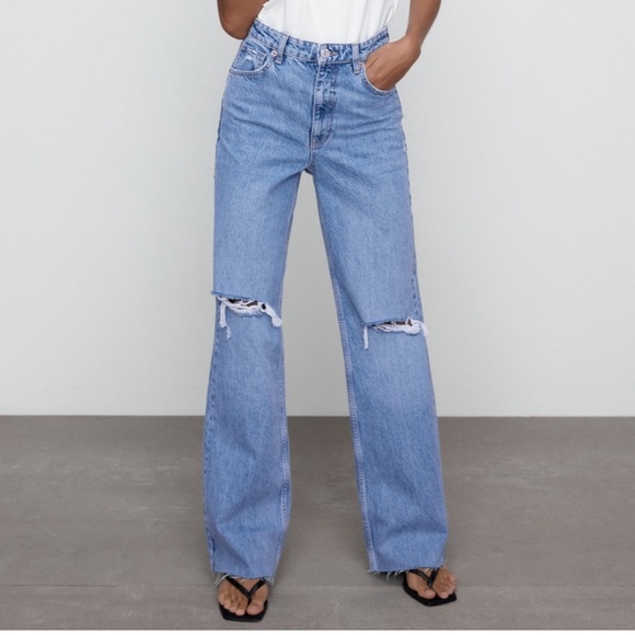 ZARA WIDE FULL LENGTH JEANS - Picture 6 of 9